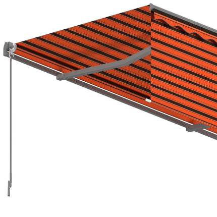 Markis manuellt infällbar med rullgardin 3x2,5m orange och brun