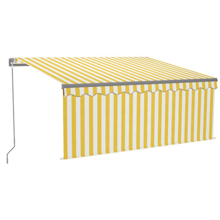 Manuell infällbar markis med rullgardin LED 3x2,5m gul&vit