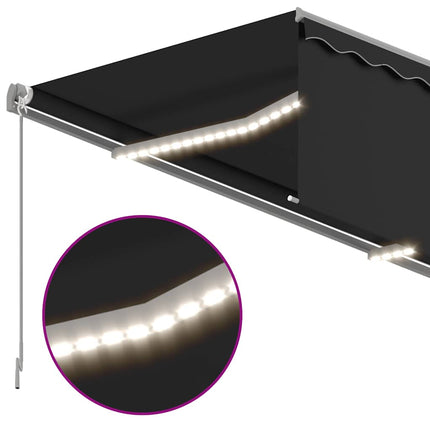 Manuell markis med rullgardin och LED 3x2,5m antracit