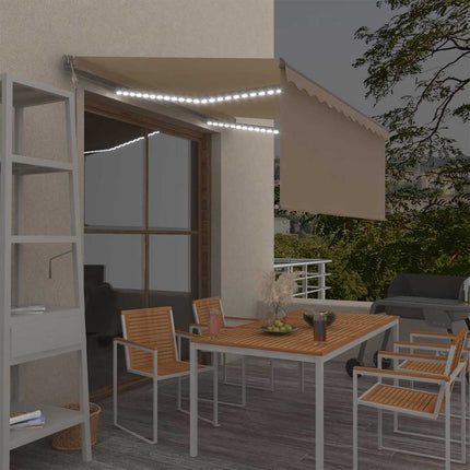 Automatiserad markis vindsensor rullgardin LED 3x2,5m gräddvit