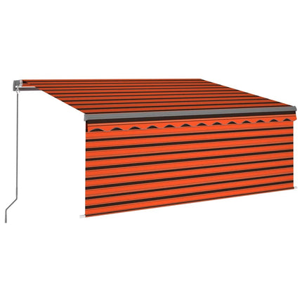 Markis manuell med rullgardin 3,5x2,5 m orange och brun