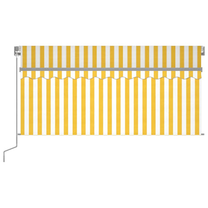 Manuell markis med rullgardin och LED 3,5x2,5 m gul och vit
