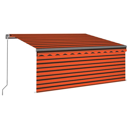 Markis manuell med rullgardin LED 3,5x2,5m orange och brun