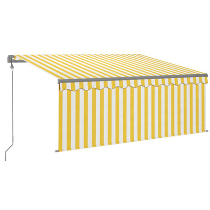 Automatisk markis med rullgardin 3,5x2,5 m gul/vit