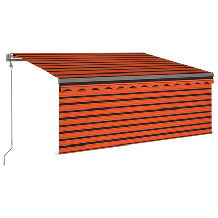 Automatisk infällbar markis rullgardin 3,5x2,5m orange och brun