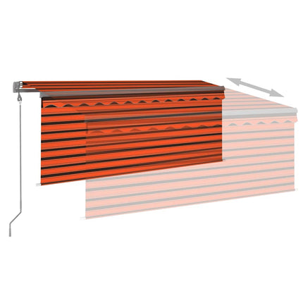 Automatisk infällbar markis rullgardin 3,5x2,5m orange och brun