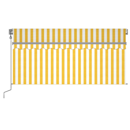 Automatisk markis m. vindsensor rullgardin LED 3,5x2,5m gul/vit