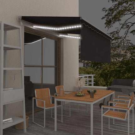 Automatisk markis vindsensor rullgardin LED 3,5x2,5m antracit