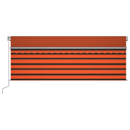 Automatisk infällbar markis med rullgardin 4x3 m orange/brun