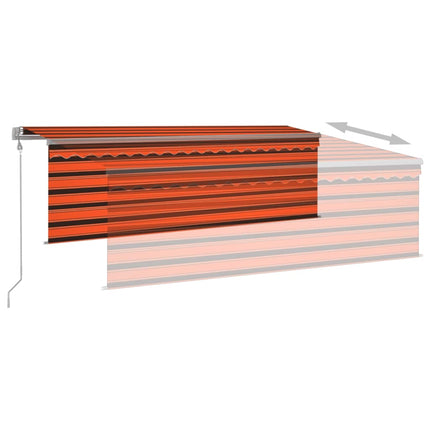 Automatisk infällbar markis med rullgardin 4x3 m orange/brun
