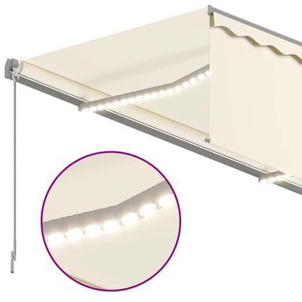 Automatisk markis med vindsensor rullgardin LED 4x3 m gräddvit