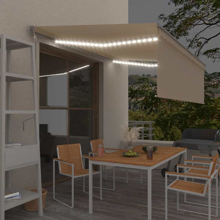 Automatisk markis med vindsensor rullgardin LED 4x3 m gräddvit