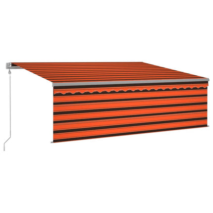 Automatisk markis m. vindsensor rullgardin LED 4x3m orange/brun