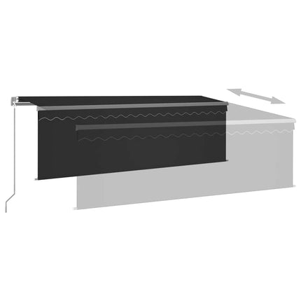 Manuell markis med rullgardin och LED 4,5x3m antracit