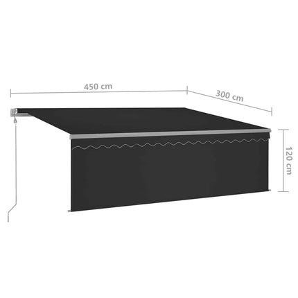 Manuell markis med rullgardin 4,5x3m antracit