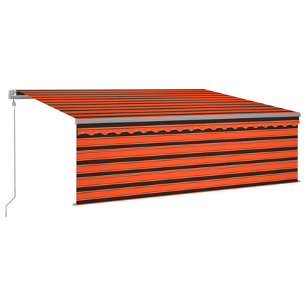 Automatisk infällbar markis med rullgardin 4,5x3m orange/brun