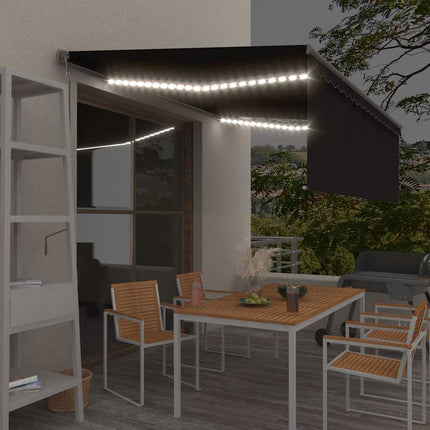 Automatisk markis vindsensor rullgardin LED 4,5x3m antracit