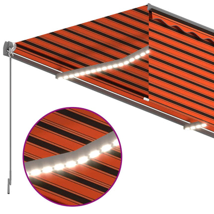 Automatisk markis rullgardin vindsensor LED 4,5x3 m orange/brun