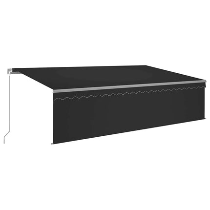 Manuell markis med rullgardin & LED 5x3m antracit