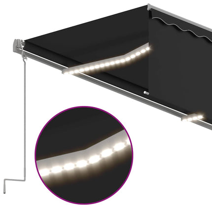 Manuell markis med rullgardin & LED 5x3m antracit