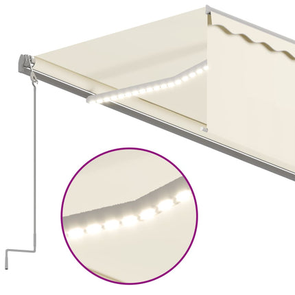 Automatiserad markis rullgardin vindsensor LED 5x3m gräddvit