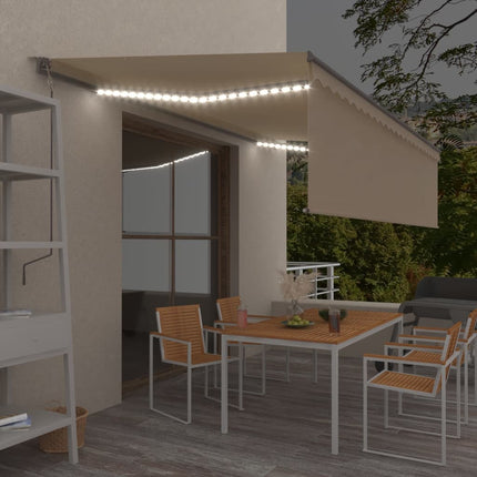 Automatiserad markis rullgardin vindsensor LED 5x3m gräddvit