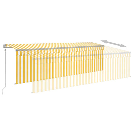 Automatiserad markis med rullgardin vindsensor LED 5x3m gul/vit