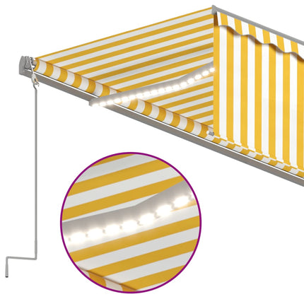 Automatiserad markis med rullgardin vindsensor LED 5x3m gul/vit