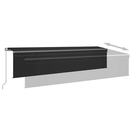 Manuell markis med rullgardin och LED 6x3m antracit