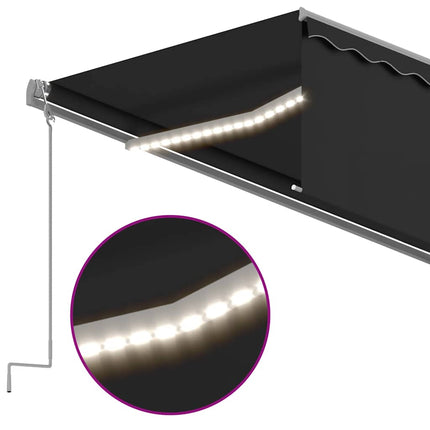 Manuell markis med rullgardin och LED 6x3m antracit