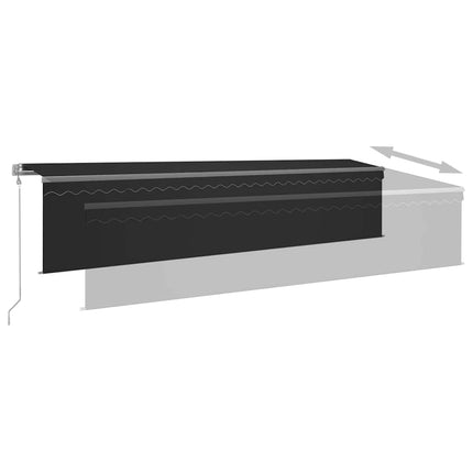 Automatisk markis med rullgardin vindsensor LED 6x3 m antracit