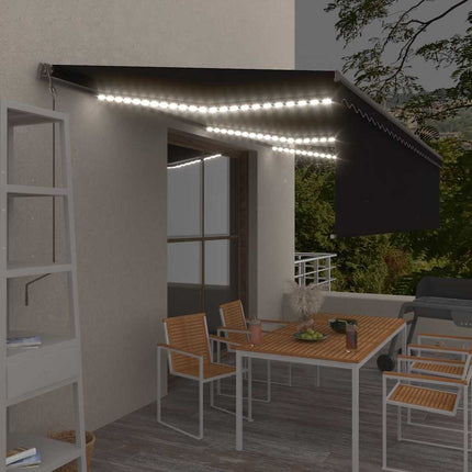 Automatisk markis med rullgardin vindsensor LED 6x3 m antracit