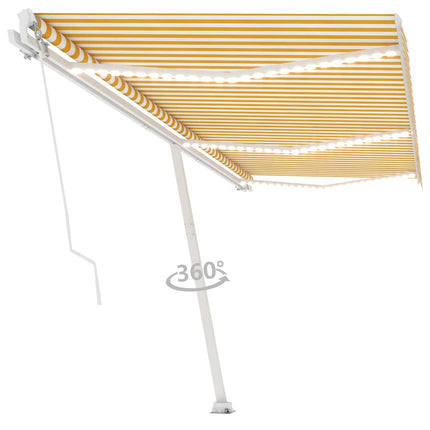 Manuell markis med solcellsdriven LED-belysning 6 x 3 m