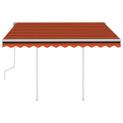 Markis med stolpar automatiskt infällbar 3x2,5 m orange/brun