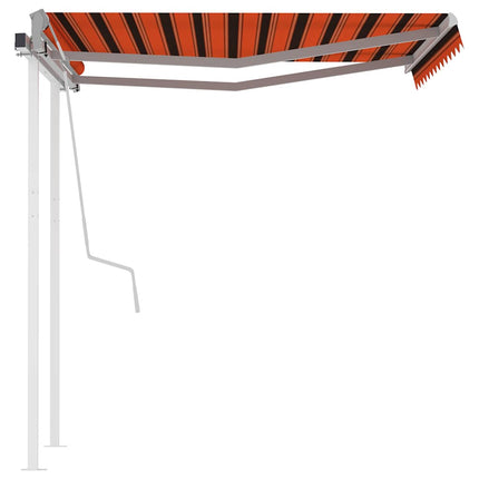 Markis med stolpar automatiskt infällbar 3x2,5 m orange/brun
