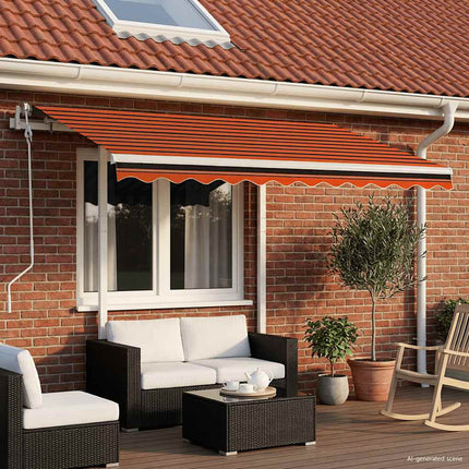 Markis med stolpar automatiskt infällbar 3x2,5 m orange/brun