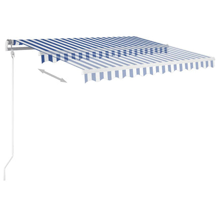 Markis manuellt infällbar med LED 3x2,5 m blå och vit