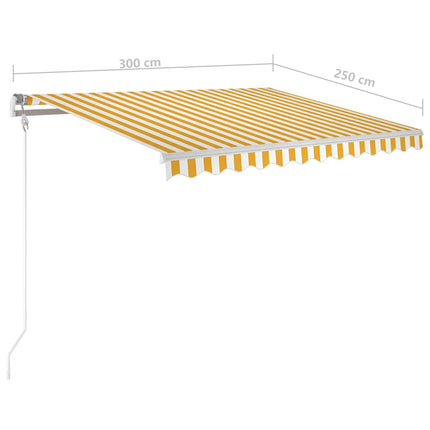 Markis manuellt infällbar med LED 3x2,5 m gul och vit
