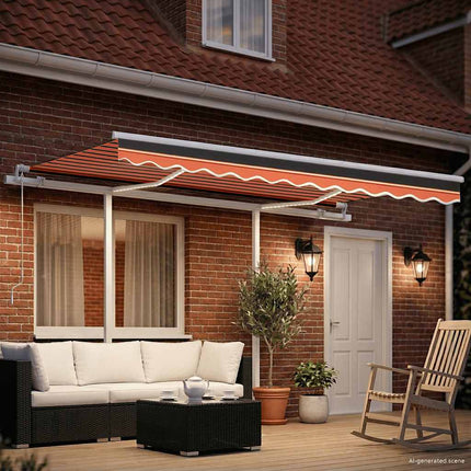 Markis manuellt infällbar med LED 3x2,5 m orange och brun