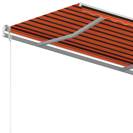 Markis med stolpar automatisk infällbar 3x2,5 m orange och brun