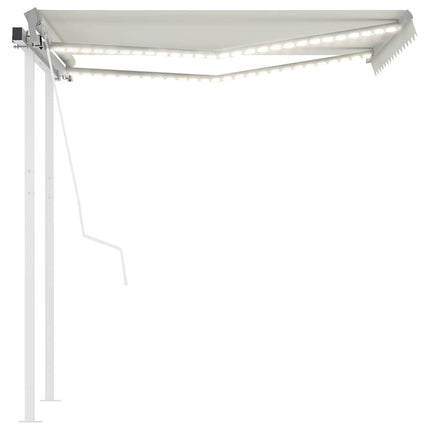 Automatisk markis med vindsensor & LED 3x2,5 m gräddvit