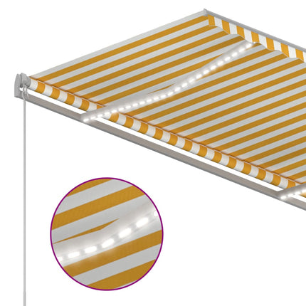 Automatisk markis med vindsensor & LED 3x2,5 m gul och vit