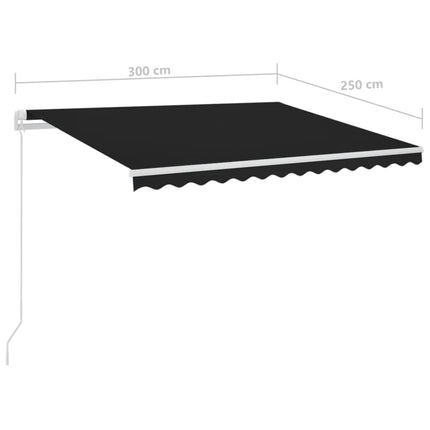 Automatisk markis med vindsensor & LED 3x2,5 m antracit