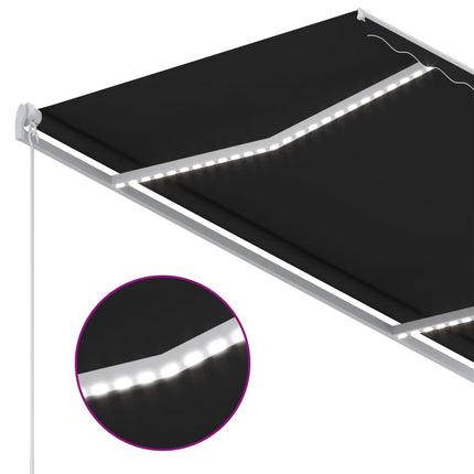 Automatisk markis med vindsensor & LED 3x2,5 m antracit