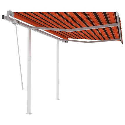 Markis med stolpar manuellt infällbar 3,5x2,5 m orange och brun