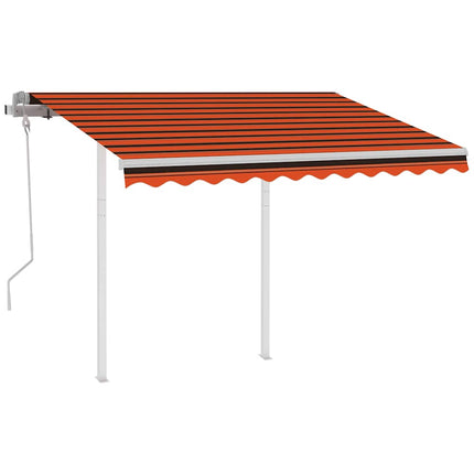 Markis med stolpar manuellt infällbar 3,5x2,5 m orange och brun