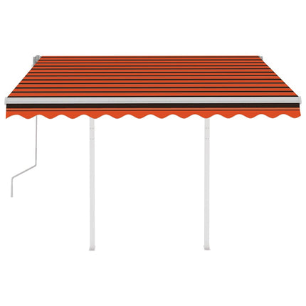 Markis med stolpar manuellt infällbar 3,5x2,5 m orange och brun