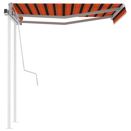 Markis med stolpar manuellt infällbar 3,5x2,5 m orange och brun