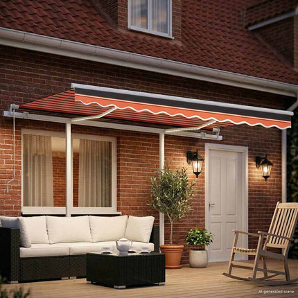 Markis med LED manuellt infällbar 3,5x2,5 m orange och brun