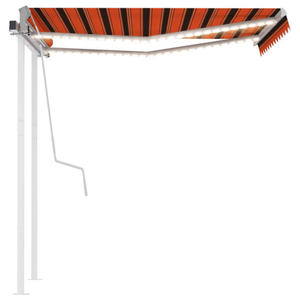 Markis med LED manuellt infällbar 3,5x2,5 m orange och brun